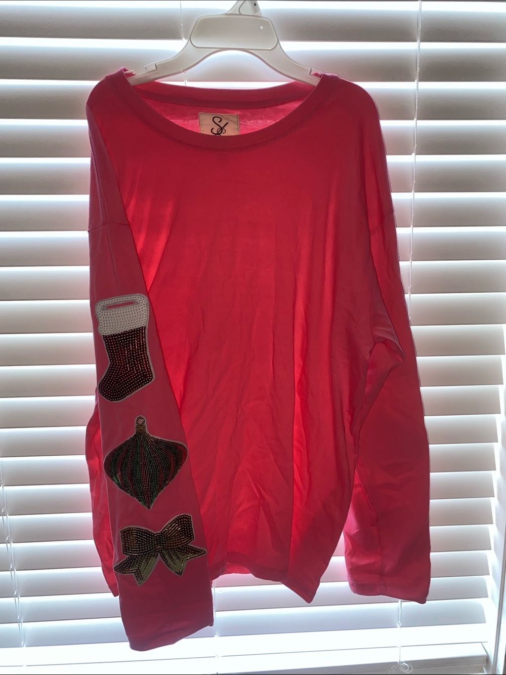 Sienna Sky Coral Pink Long Sleeve Graphic Sleeve Tee